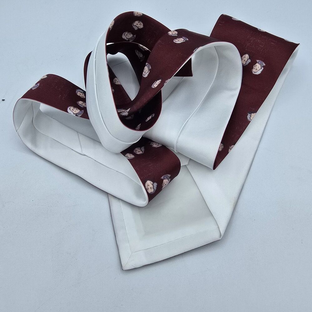 Vintage Mens Necktie With Founding Fathers Faces On It, Red And White, 56x4 In - Picture 3 of 6